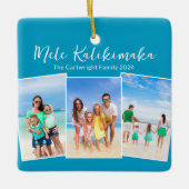 Blue Mele Kalikimaka Beach Trip Foto Kerstmis Keramisch Ornament (Voorkant)