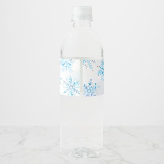 Blue Melted Snow Water Bottle Labels Waterfles Etiket (Achterkant)