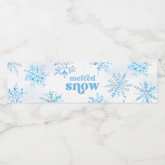 Blue Melted Snow Water Bottle Labels Waterfles Etiket (Enkel label)