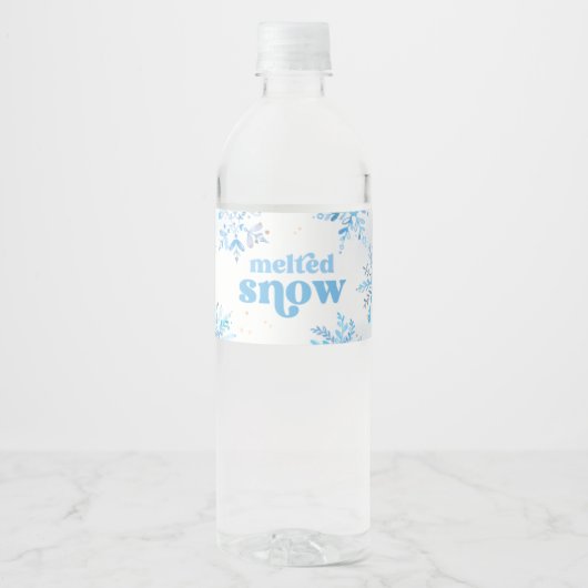 Blue Melted Snow Water Bottle Labels Waterfles Etiket (Voorkant)