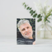 Blue Memorial Funeral Prayer Card met foto Informatiekaartje (Staand voorkant)