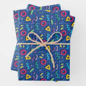Blue Memphis Pattern Inpakpapier Vel (In situ)