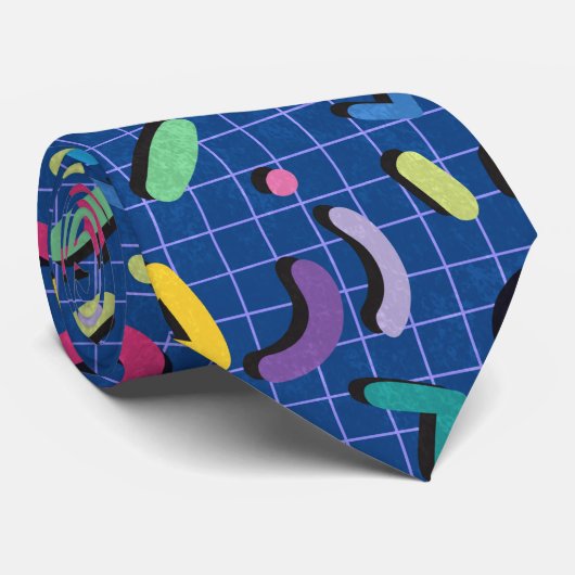 Blue Memphis Pattern Stropdas (Opgerold)