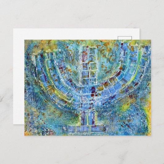Blue Menorah-Briefkaart Briefkaart (Voorkant / Achterkant)