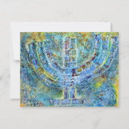 Blue Menorah-Briefkaart Briefkaart