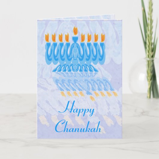 Blue Menorah Chanukah Kaarten (Voorkant)