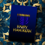 Blue Menorah Flames Happy Hanukkah Card Feestdagen Kaart<br><div class="desc">Vakantiegerelateerde items ontworpen door Umua. Gedrukt en verzonden door Zazzle of hun gelieerde ondernemingen.</div>