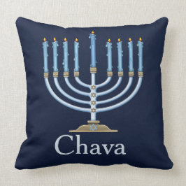 Blue Menorah gepersonaliseerd decoratief Sierkusse Kussen
