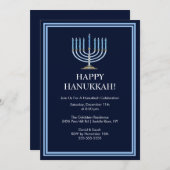 Blue Menorah Hanukkah Celebration Invitation Kaart (Voorkant / Achterkant)