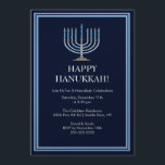 Blue Menorah Hanukkah Celebration Invitation Kaart<br><div class="desc">Begin je feestdag meteen met onze elegante blauwe Menorah Hanukkah Celebration Party Uitnodiging. Zorg ervoor dat al je vrienden en familieleden er zijn om dit vakantieseizoen met je te vieren! Hanukkah is voor de meesten een favoriete tijd van het jaar, wees er zeker van dat je omringd bent door geliefden...</div>
