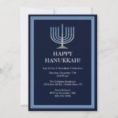 Blue Menorah Hanukkah Celebration Invitation Kaart (Voorkant)