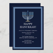 Blue Menorah Hanukkah Celebration Invitation Kaart (Voorkant / Achterkant)