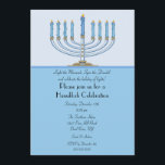Blue Menorah Hanukkah Celebration Invitation Kaart<br><div class="desc">Begin je feestdag meteen met onze mooie blauwe Menorah Hanukkah Celebration Party Uitnodiging. Zorg ervoor dat al je vrienden en familieleden er zijn om dit vakantieseizoen met je te vieren! Hanukkah is voor de meesten een favoriete tijd van het jaar, wees er zeker van dat je omringd bent door geliefden...</div>