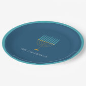 Blue Menorah Hanukkah Celebration Personalized Papieren Bordje (Gekanteld)