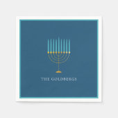 Blue Menorah Hanukkah Celebration Personalized  Servet (Voorkant)