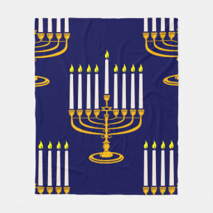 blue menorah hanukkah joodse krant fleece deken