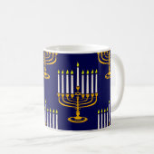 blue menorah hanukkah joodse krant koffiemok (Voorkant rechts)