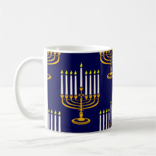 blue menorah hanukkah joodse krant koffiemok