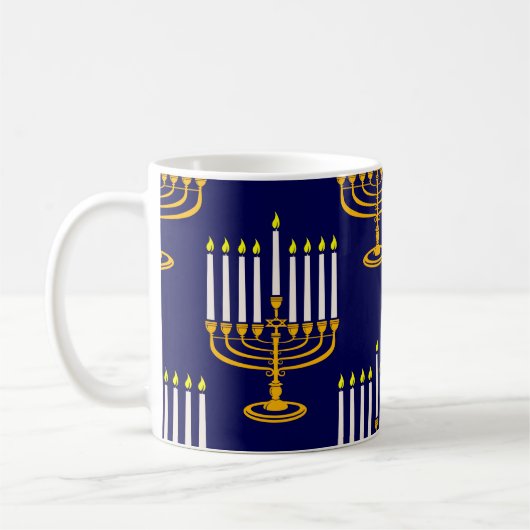 blue menorah hanukkah joodse krant koffiemok (Links)