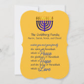 Blue Menorah Hanukkah Kaart (Voorkant)