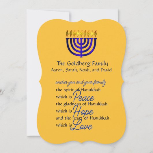 Blue Menorah Hanukkah Kaart (Voorkant)