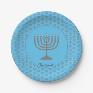 Blue Menorah HANUKKAH Papieren Bordje