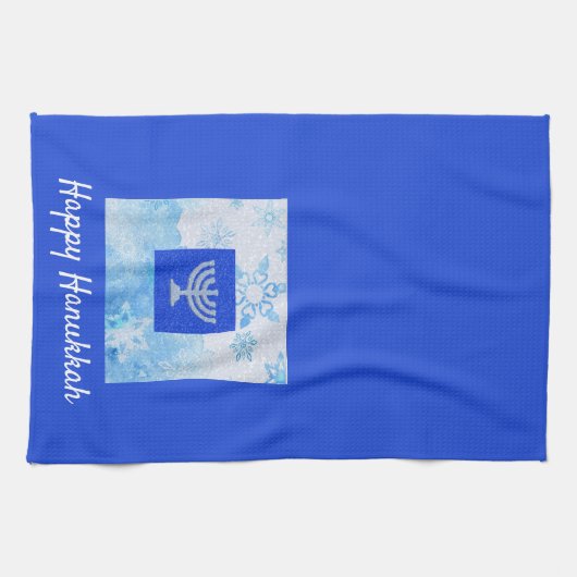  Blue Menorah Hanukkah Theedoek (Horizontaal)