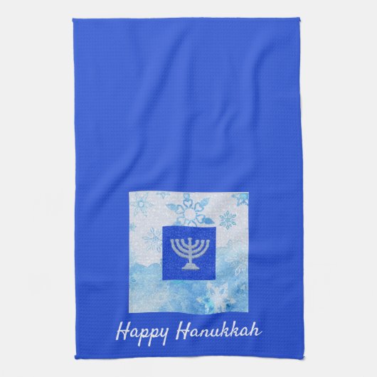  Blue Menorah Hanukkah Theedoek (Verticaal)