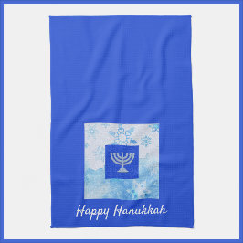 Blue Menorah Hanukkah Theedoek
