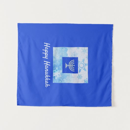Blue Menorah Hanukkah Wandkleed (Voorkant (horizontaal))
