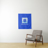  Blue Menorah Hanukkah Wandkleed (In situ)