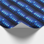 Blue Menorah Hanukkah Wrapping Paper Cadeaupapier (Hoek)