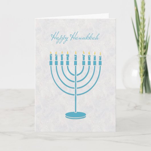 Blue Menorah, Happy Chanoeka, Wenskaart Feestdagen Kaart (Voorkant)