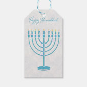 Blue Menorah, Happy Hanukkah Cadeaulabel (Voorkant)