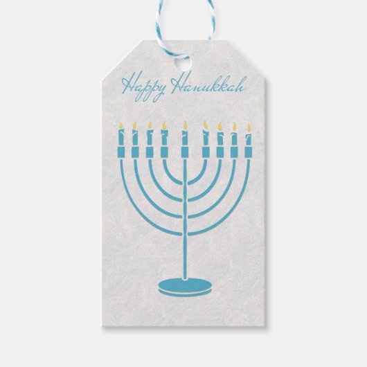 Blue Menorah, Happy Hanukkah Cadeaulabel (Voorkant)