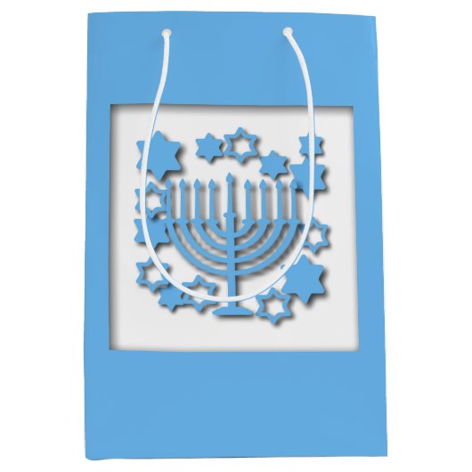 Blue Menorah Medium Cadeauzakje (Voorkant)