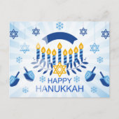 Blue Menorah met de gouden ster van David Briefkaart (Voorkant)