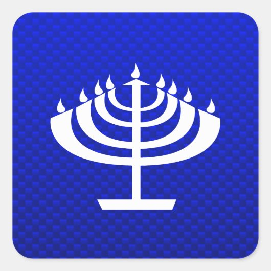 Blue Menorah Vierkante Sticker (Voorkant)