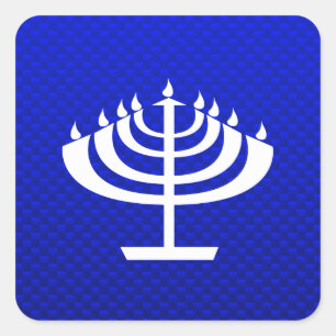 Blue Menorah Vierkante Sticker