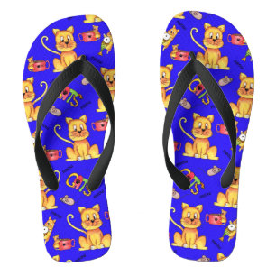 Blue Meow Cats Cute Mischievous Kittens Teenslippers