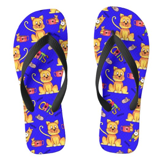 Blue Meow Cats Cute Mischievous Kittens Teenslippers (Voetbed)