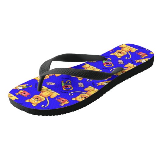 Blue Meow Cats Cute Mischievous Kittens Teenslippers (Schuin)