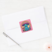 Blue Meow Mushroom Vierkante Sticker (Envelop)