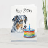 Blue Merle Aussie Birthday Cake Inspector Kaart (Voorkant)