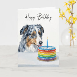 Blue Merle Aussie Birthday Cake Inspector Kaart