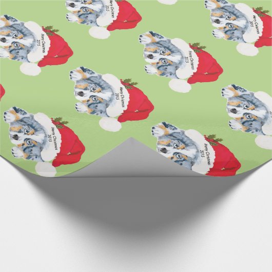 Blue Merle Aussie-kerstcadeautje Cadeaupapier (Hoek)