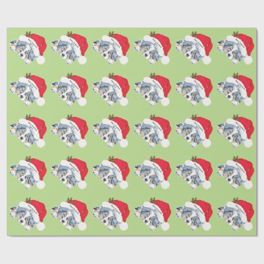 Blue Merle Aussie-kerstcadeautje Cadeaupapier (Vlak)