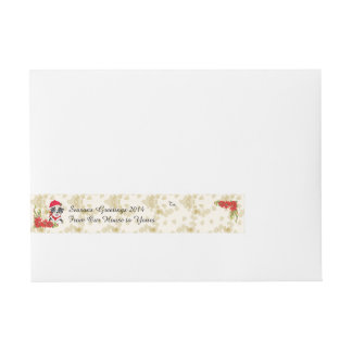 Blue Merle Aussie-kerstpop met Poinsetta Adreslabel Wikkel