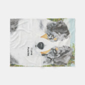 Blue Merle Aussie Portrait Fleece Deken (Voorkant (Horizontaal))