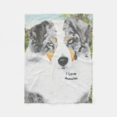 Blue Merle Aussie Portrait Fleece Deken (Voorkant)